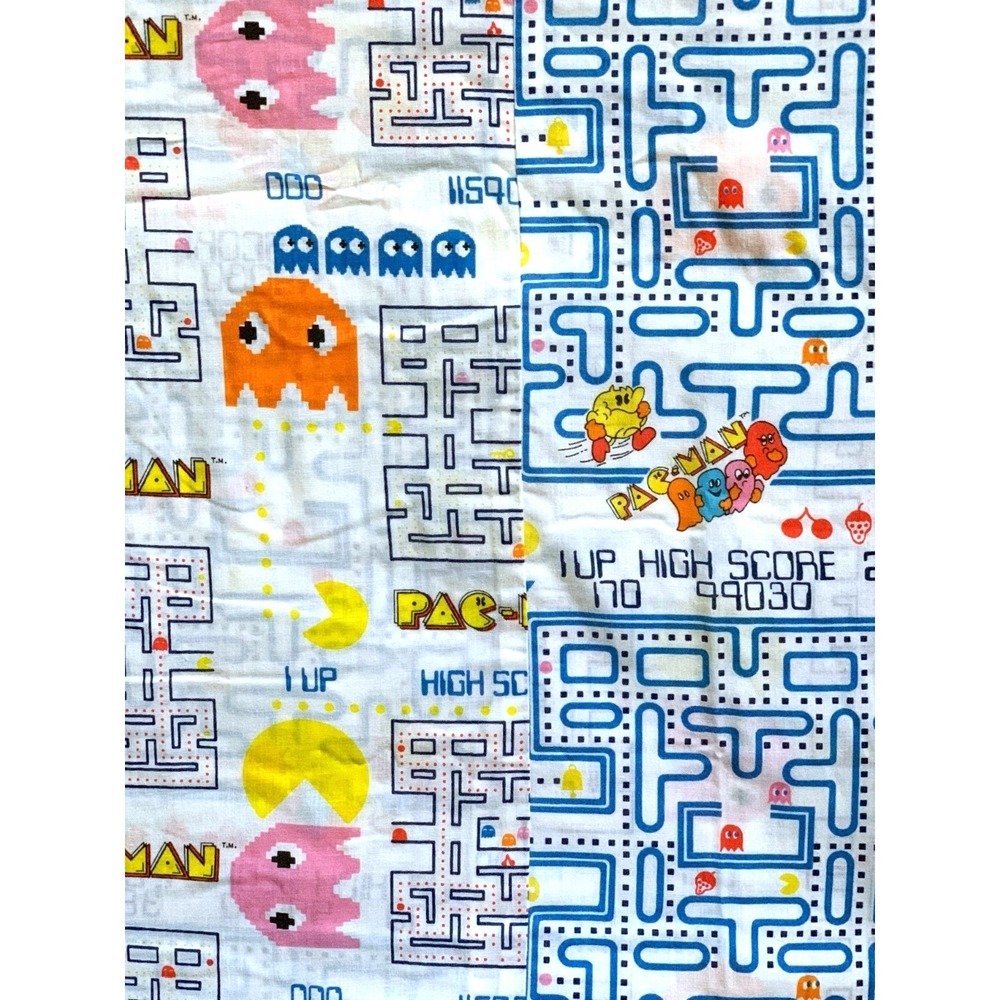 Pac-Man 2-Print Maze Design Long Curtain Panel 128"w x 68"l Exc Cond 2 Available